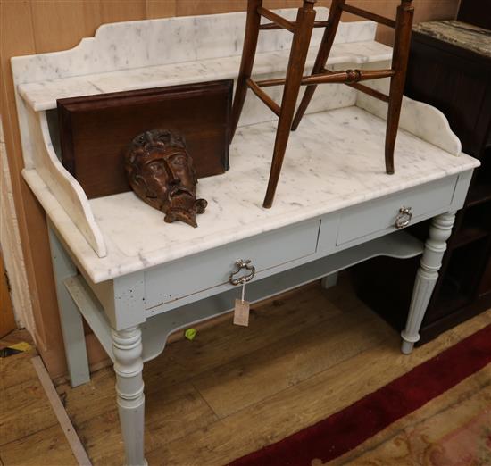 A painted marble top washstand W.115cm